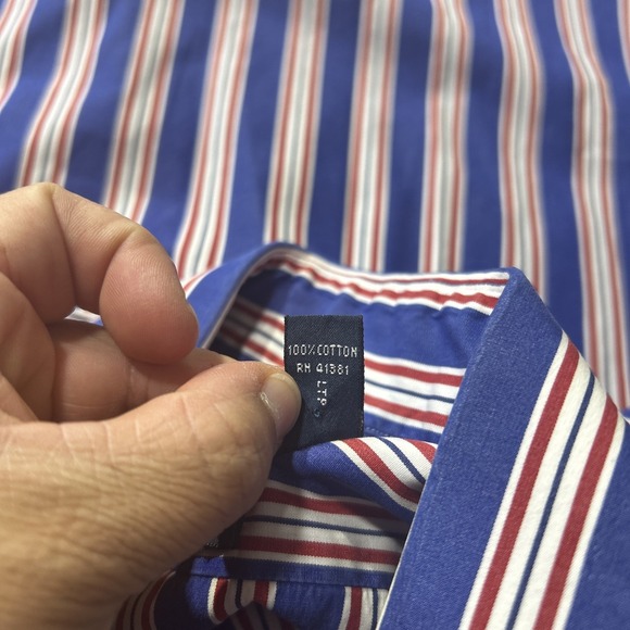 Polo Ralph Lauren Shirt Men Sz 16.5- L Regent Classic Fit Blue Red White Stripe - Picture 8 of 9